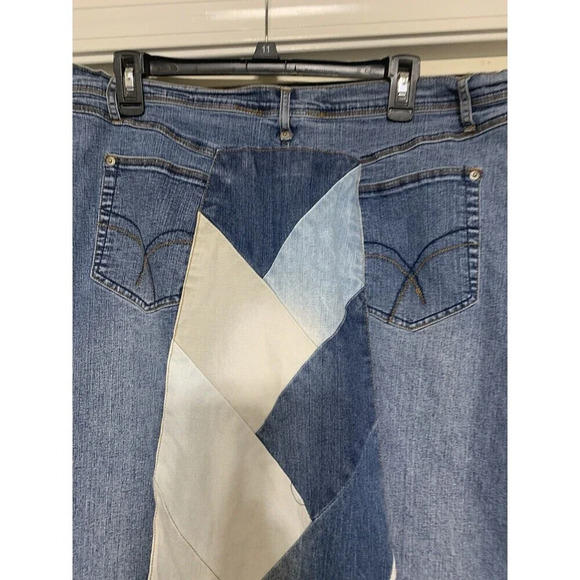 Ashley Stewart Patchwork Denim Raw Hem Plus Size Skirt 18W Boho Y2K Retro (O27) - Picture 7 of 9